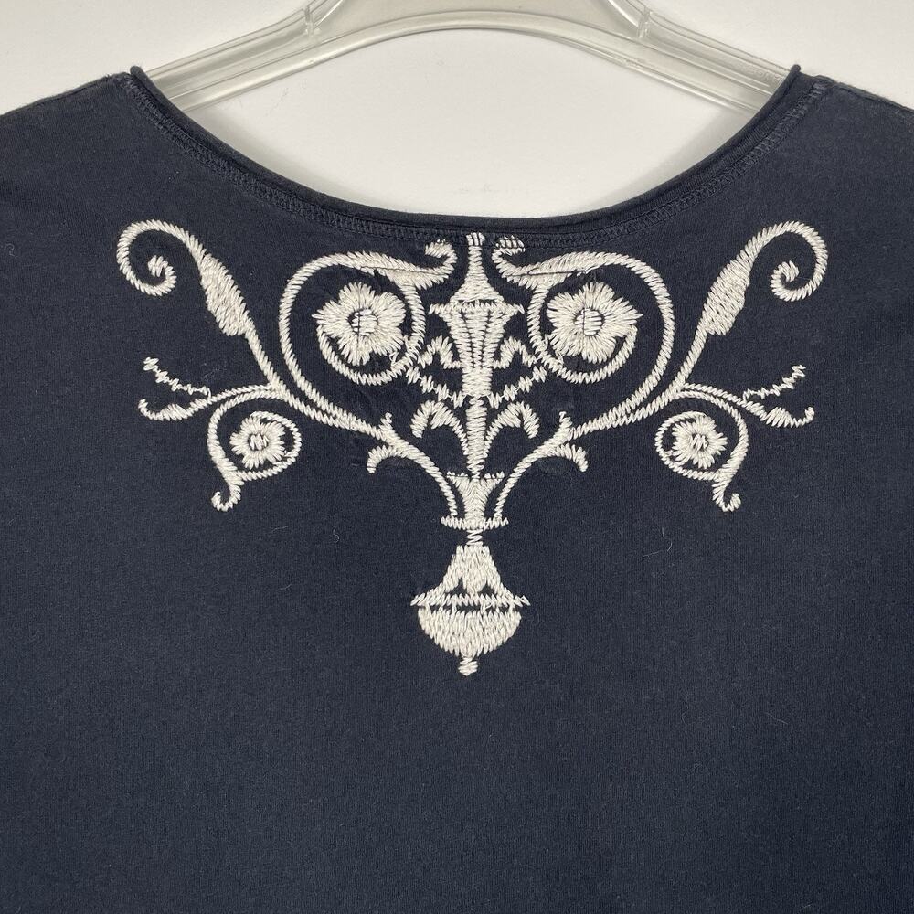 Johnny Was Dress Size Small Black Floral Embroidered V-Neck Boho Fairy Party - Picture 8 of 13